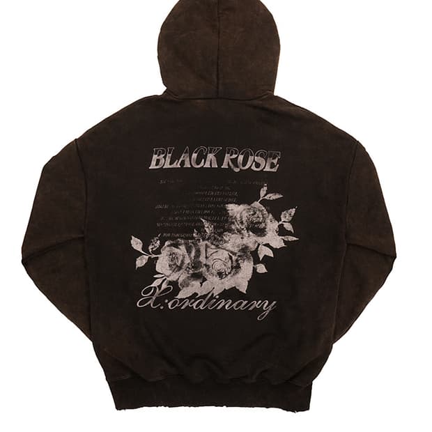(L) 엑스오디너리 블랙로즈 워싱 후드티