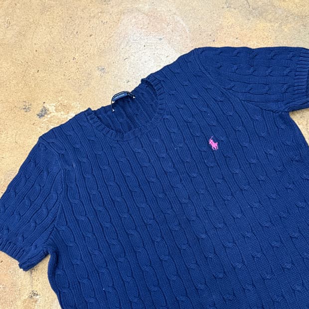 폴로 랄프로렌 스포츠 네이비 반팔 니트