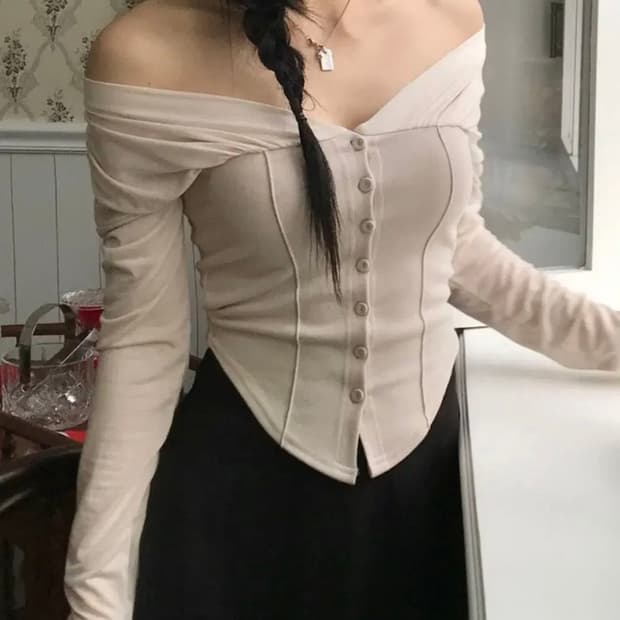 클라우드이모션 Made 아이보리 아이비 셔링 ivy 드레이프 긴팔티셔츠