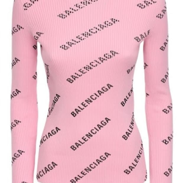 정품)급처상태최상!발렌시아가 로고 프린팅 핑크 골지 니트 스웨터 S사이즈