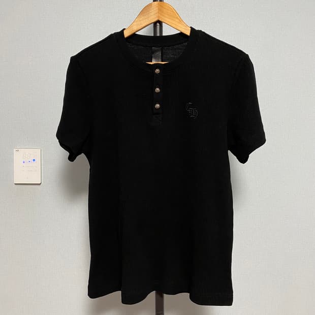 [M] 크롬하츠 크로스볼 와플 헨리넥 반팔 티셔츠 블랙