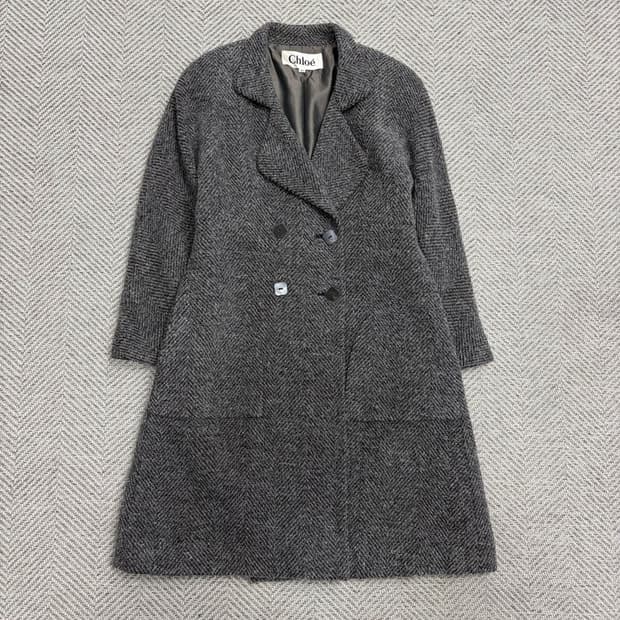 끌로에 헤링본 더블 울코트 v1553