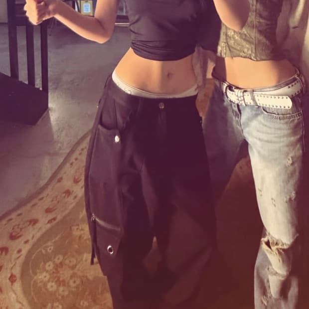 팬시클럽 크로스 포켓 카고 팬츠 (BLACK)