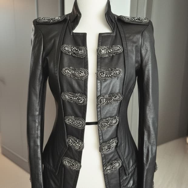 소장 가치 100% 비즈 장식 양가죽 자켓 (슬림핏)