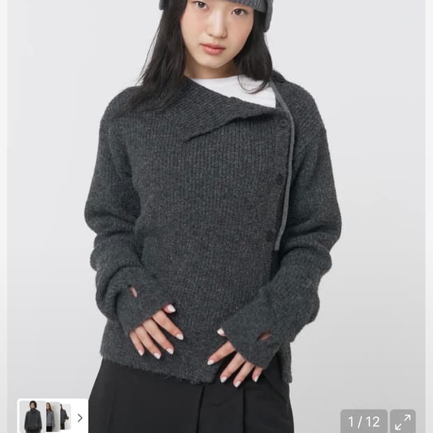 미세키서울 사이드버튼니트 차콜