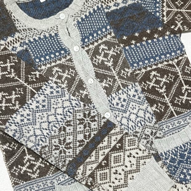 에스닉 패치워크 노르딕패턴 가디건 