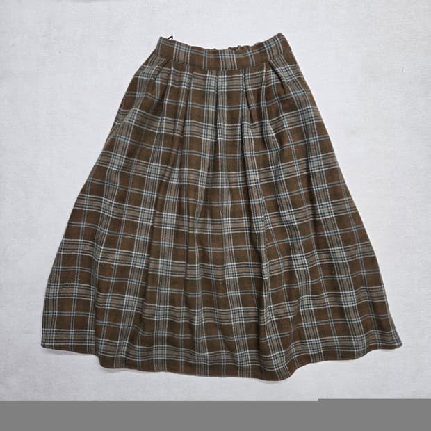 Samansa Mos2 모리걸 체크 플레어 롱 스커트