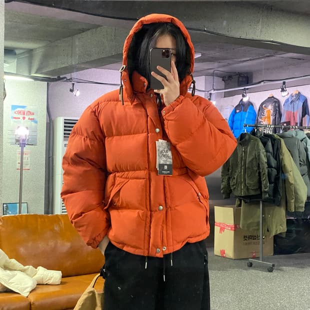 namer clothing 덕다운 오렌지 패딩 B3205
