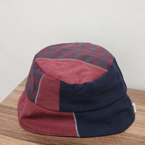 (no.4) 리버시블 패치워크 버킷햇 Navy&Burgundy Mix