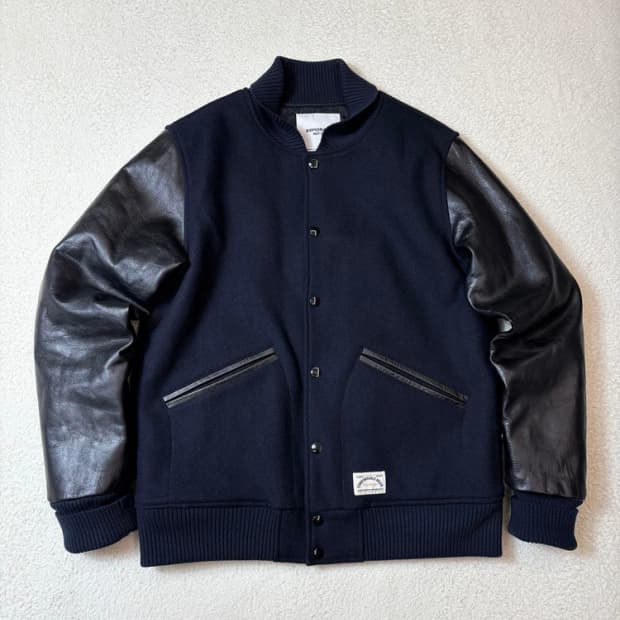 에스피오나지 신슐레이트 울 소가죽 배색 바시티 자켓 PN6761