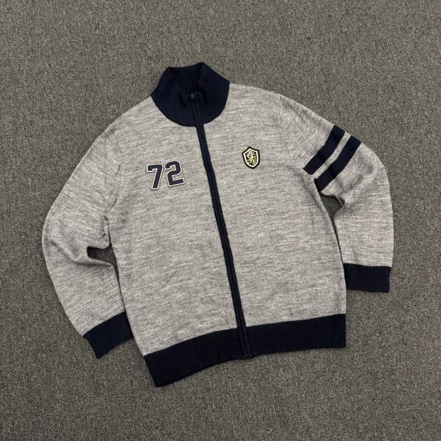 OPST 빈티지 72패치 그레이 니트 집업