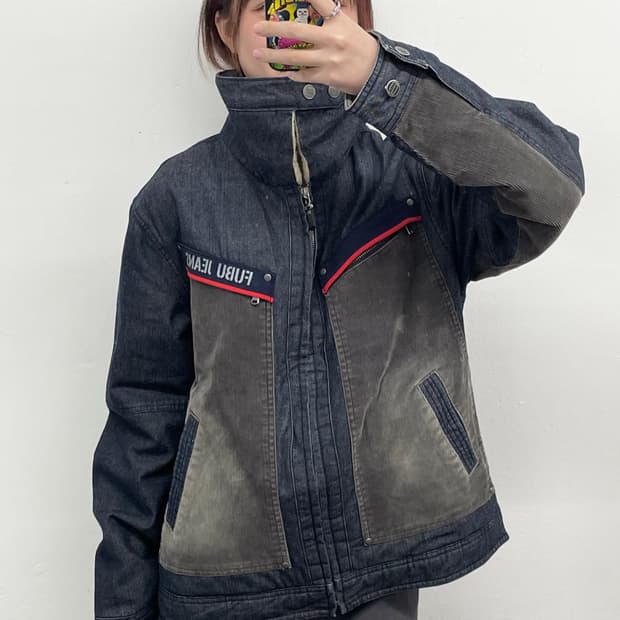 푸부 데님 믹스 보아 워크자켓