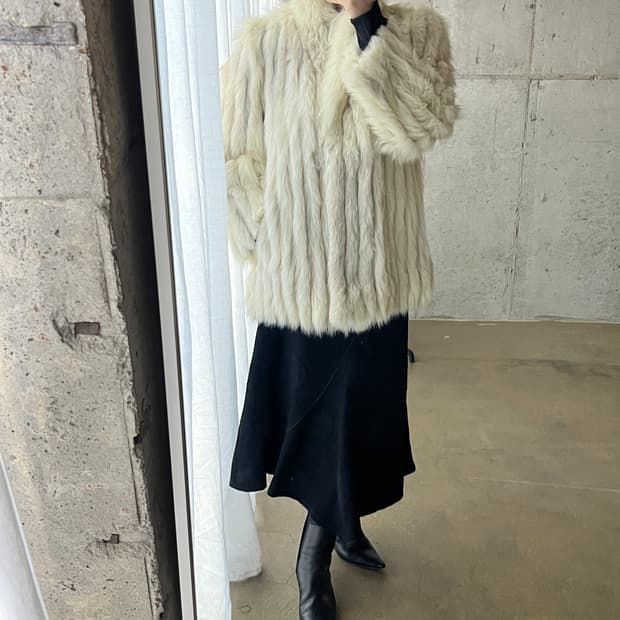 90s 폭스퍼 자켓 아이보리