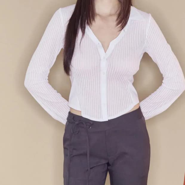 플리즈노팔로우 로렌 린넨 섬머 셔츠탑 화이트
