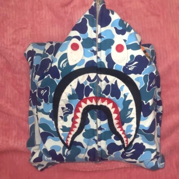 베이프 샤크 블루 후드집업