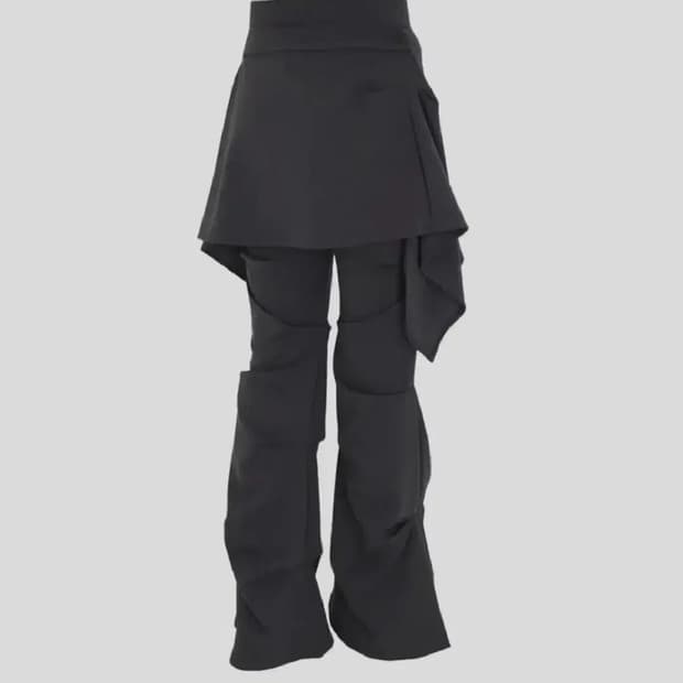 오호스 치마바지 랩오버턱팬츠 블랙 M