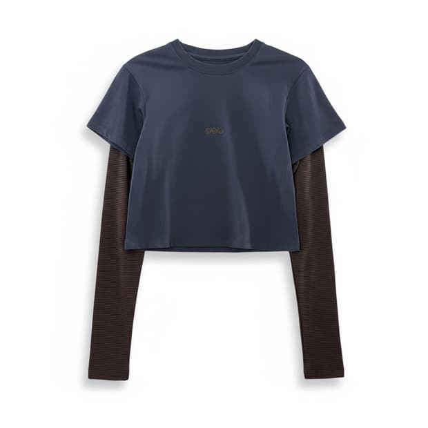 s/e/o layered crop long sleeve t-shirt
