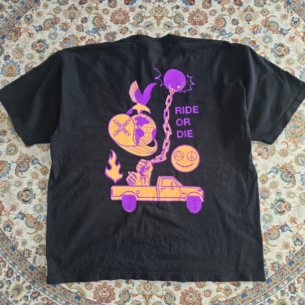 오베이 OBEY RIDE OR DIE 프린팅 블랙 반팔티셔츠 2XL
