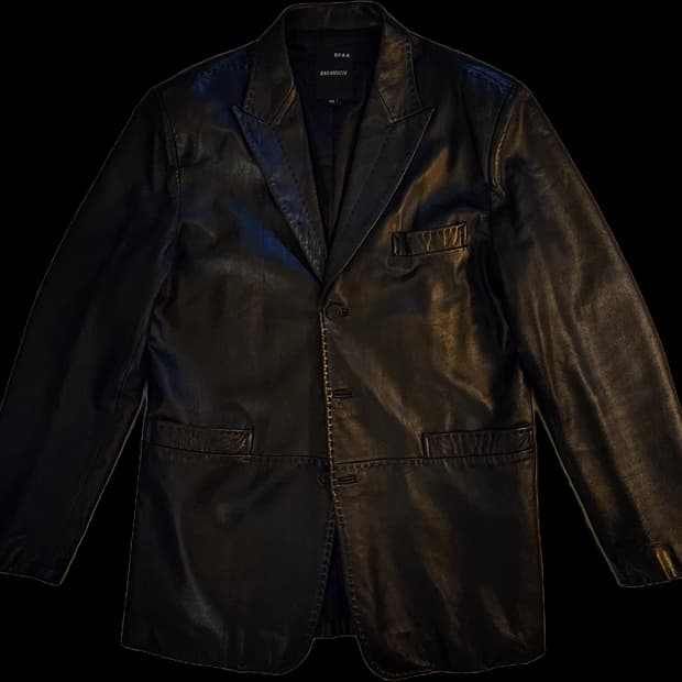 디자이너 브랜드 레더 블레이저 