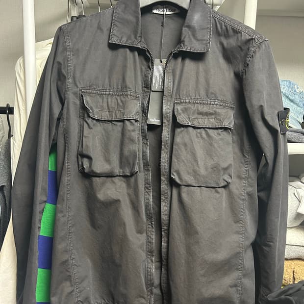 22ss 스톤아일랜드 올드 이펙트 오버 셔츠 블랙 L