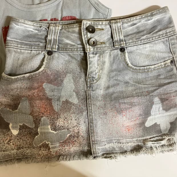 코디세트 빈티지 와투케 Y2K 나시 스커트