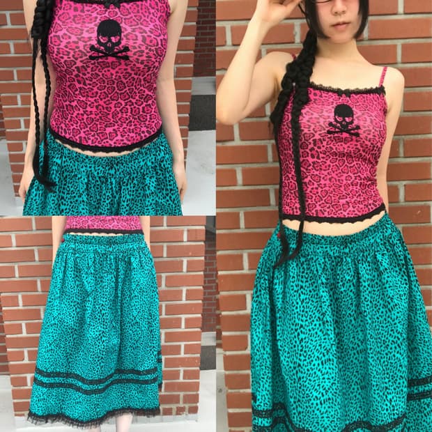 vintage pink leopard pattern sleeveless
