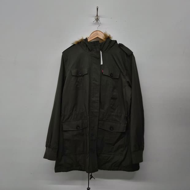 리바이스 카키색 야상 후드 점퍼 남성 L