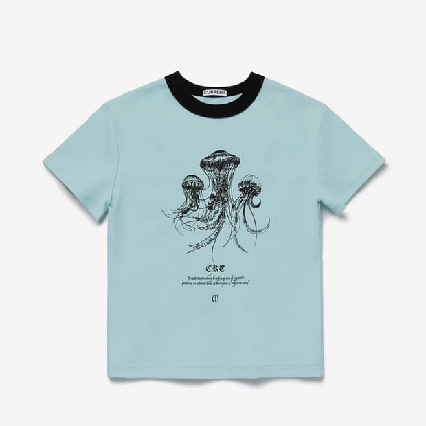 커렌트 JELLYFISH PRINTED CROP TEE SKY BLUE