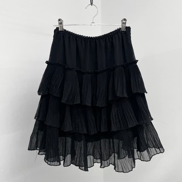 블랙 글리터 캉캉 프릴 스커트