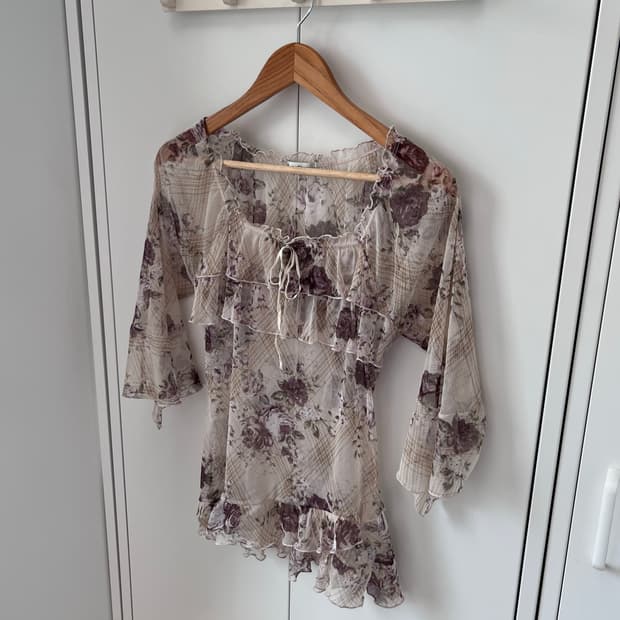 로사체리 Rosa cheri  장미 프릴 시스루 블라우스