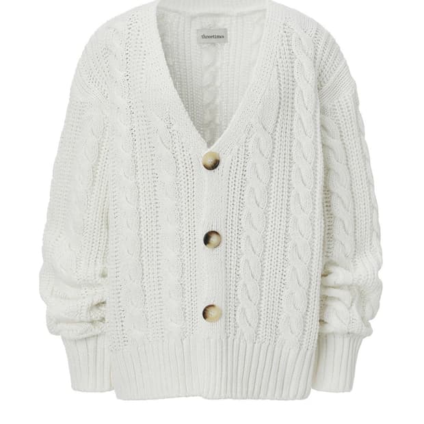 쓰리타임즈 베이비 부 가디건 화이트