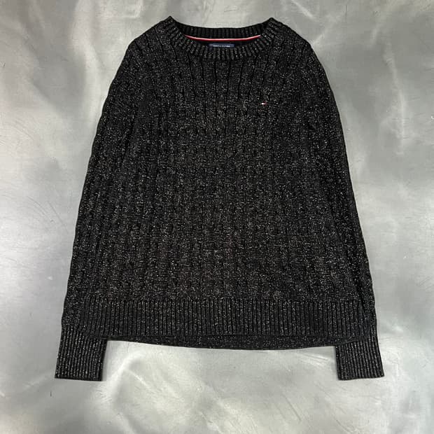  타미힐피거 글리터 꽈배기 니트 y15918