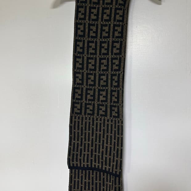 펜디 FF 로고 울 머플러 브라운/블랙