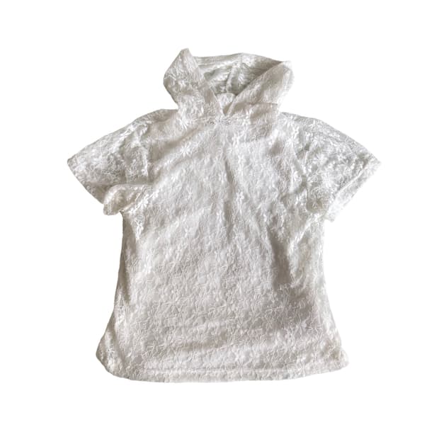 파르티멘토우먼 레이스 후디 숏 슬리브 티 화이트 M