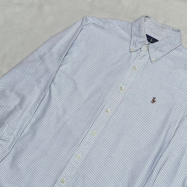 M 폴로랄프로렌 스카이블루 스트라이프 셔츠