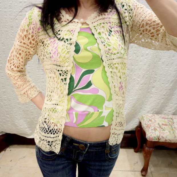 crochet net cardigan