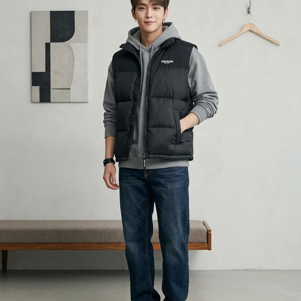 트루릴리전(TRUE RELIGION) 블랙 패딩 베스트 조끼