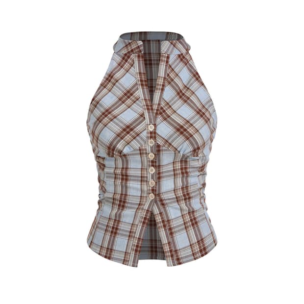 샵사이다 checked halter tank top