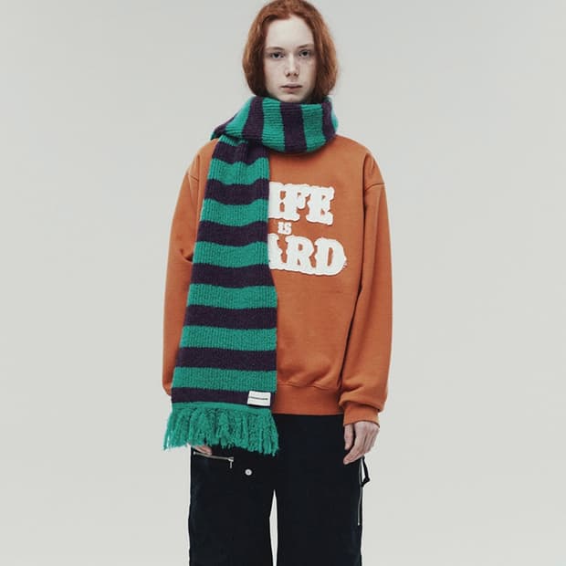 더바이닐하우스 모헤어 스트라이프 스카프 그린