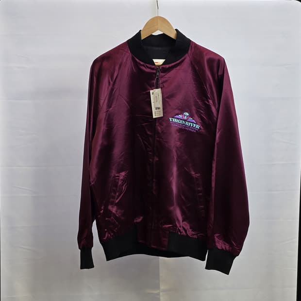 ROYAL PACIFIC 새틴 바시티 재킷 버건디 사틴 자켓 XL