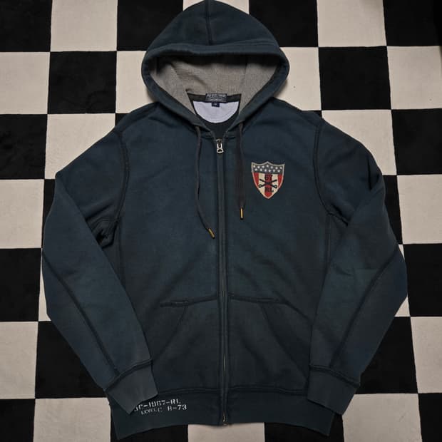 M 폴로랄프로렌 폴로진스 써멀 성조기 쉴드 패치 후드 집업 네이비