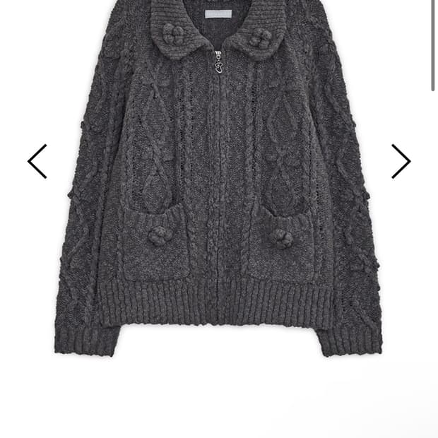 팝콘 니트 집업 차콜