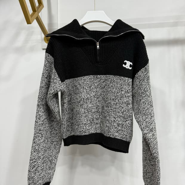 하프집업 니트 블랙/회색 66반까지 