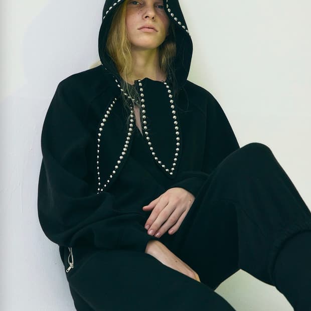 김미더영 스터드 머플러 후드 가디건  새상품 