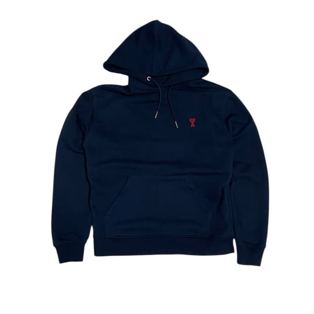 아미 스몰 하트 로고 네이비 후드티 L