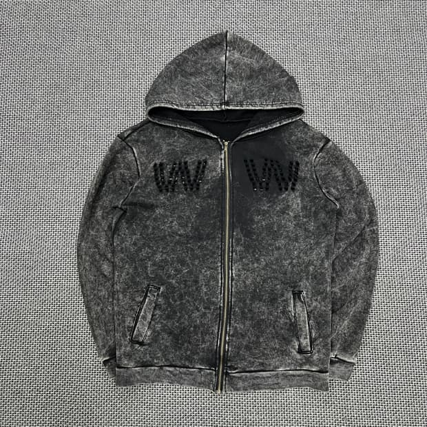 빈티지 워싱 홀 포인트 후드집업