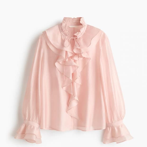 H&M 핑크 프릴 블라우스