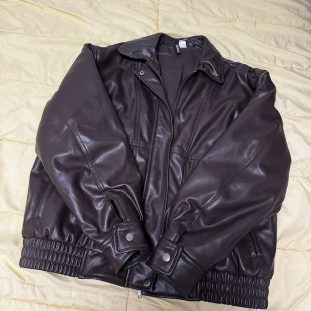 H&M 레더 자켓 M 브라운
