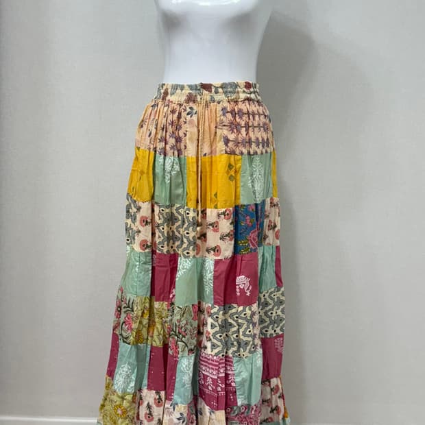 빈티지 모리걸 치마 보헤미안 패치워크 밴딩치마 