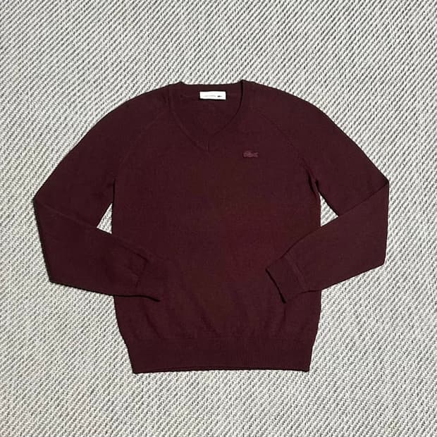 [XS] Lacoste 라코스테 우먼즈 와인 울 브이넥 니트
